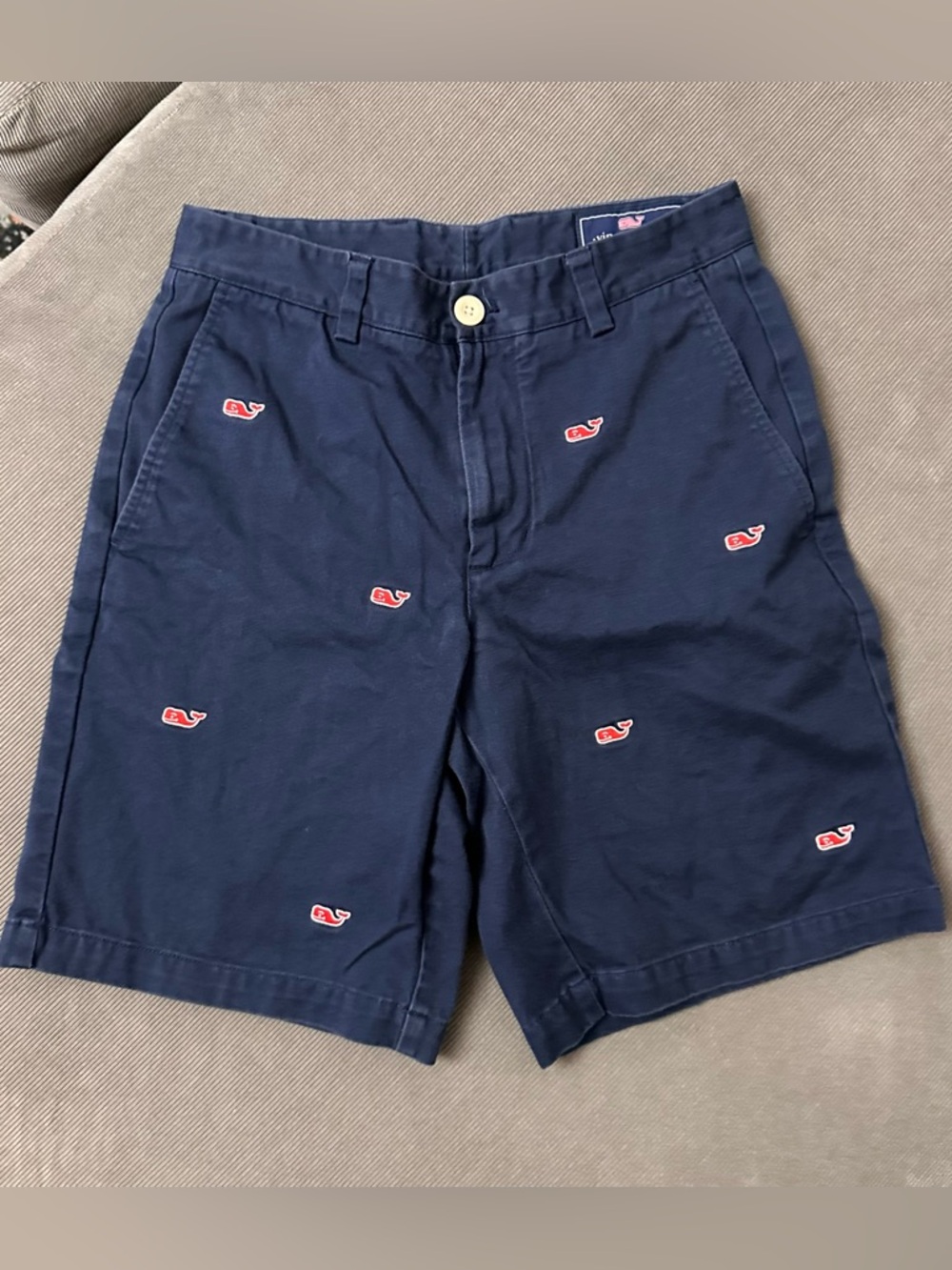 Vineyard Vines Navy Shorts with Red Whale Embroidery